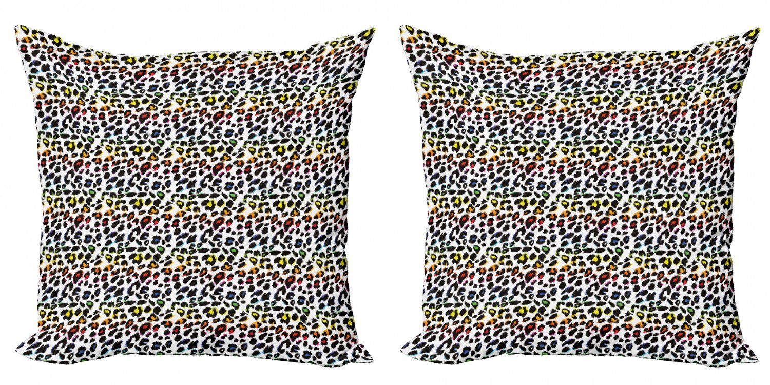 Kissenbezüge Modern Accent Doppelseitiger Digitaldruck, Abakuhaus (2 Stück), Leopard-Druck Bunte Säugetier