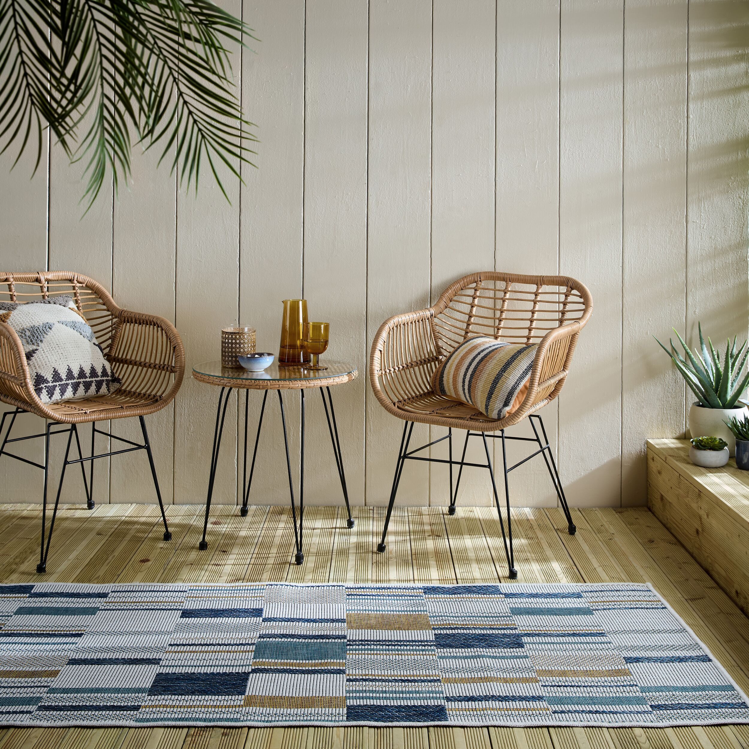 FLAIR RUGS Teppich Rosco Geo, rechteckig, Höhe: 4 mm, Rosco Geometrischer Teppich für drinnen und draußen