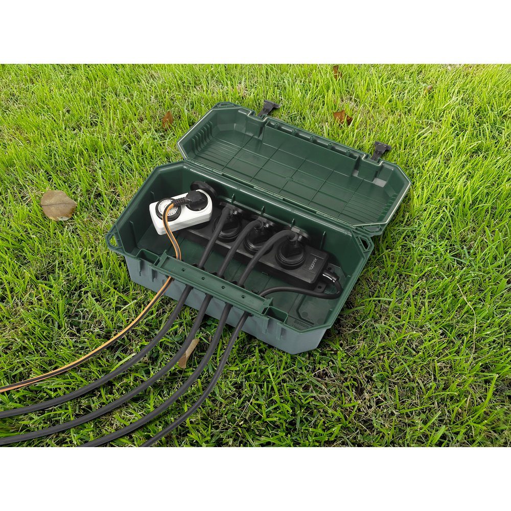 Sygonix Gartensteckdose Sygonix SY-5598168 Verteilerbox 4fach Standard-Grün (seidenmatt), Sch, SY-5598168 – Bild 3 von 5