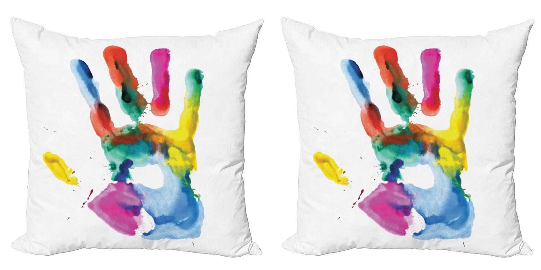 Kissenbezüge Modern Accent Doppelseitiger Digitaldruck, Abakuhaus (2 Stück), Aquarell Farbige Menschliche Hand