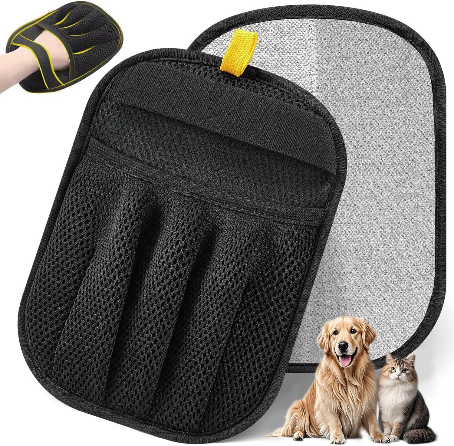 Ledander Fellpflegehandschuh Haustierhaarpflegehandschuh, Haustierbürste, (2-tlg), Haarentfernungsbürste für Haustiere, Haustiermassagehandschuh