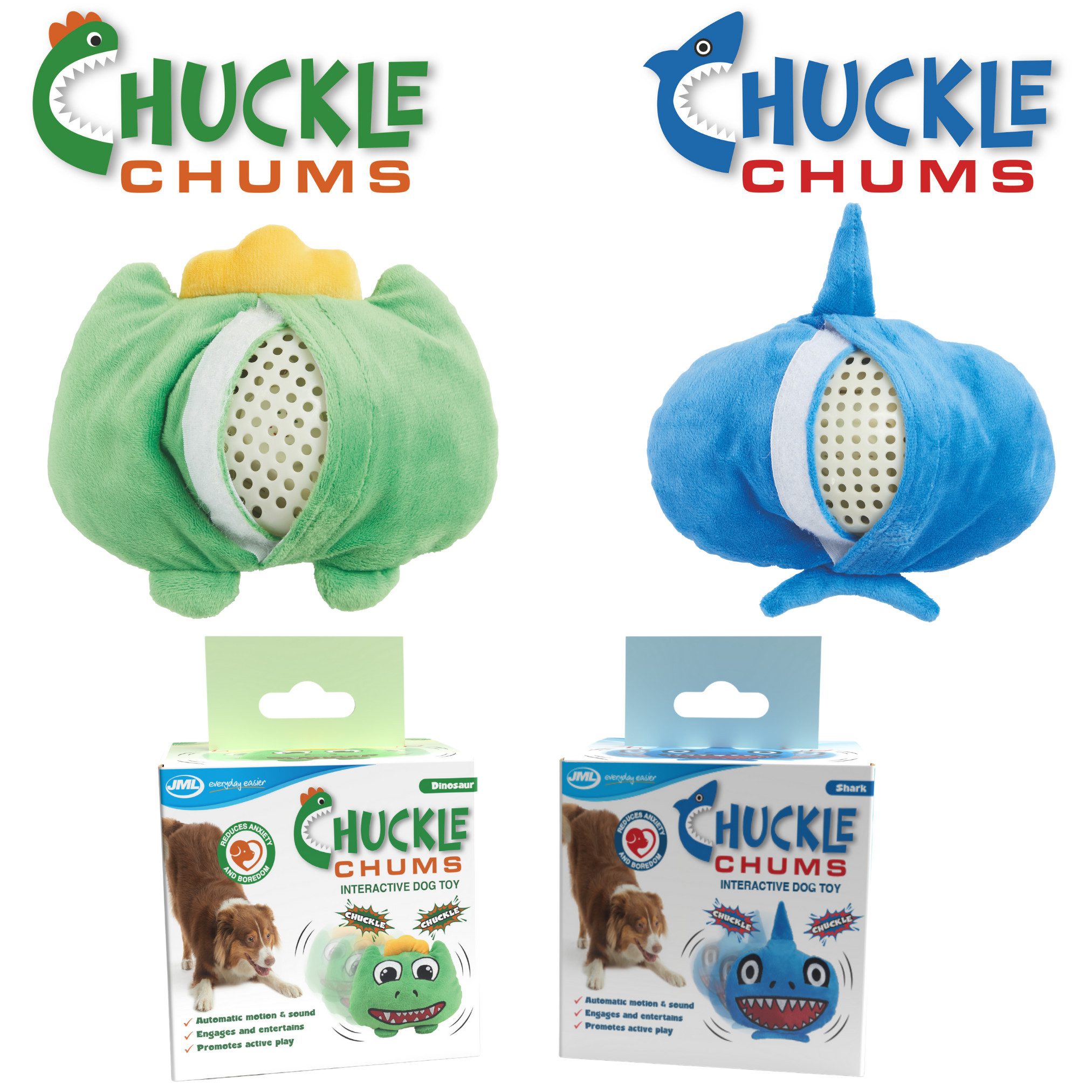 Best Direct® Kauspielzeug Chuckle Chums, (Spar-Set 2-tlg), Interaktives Plüsch Hundespielzeug für große und kleine Hunde