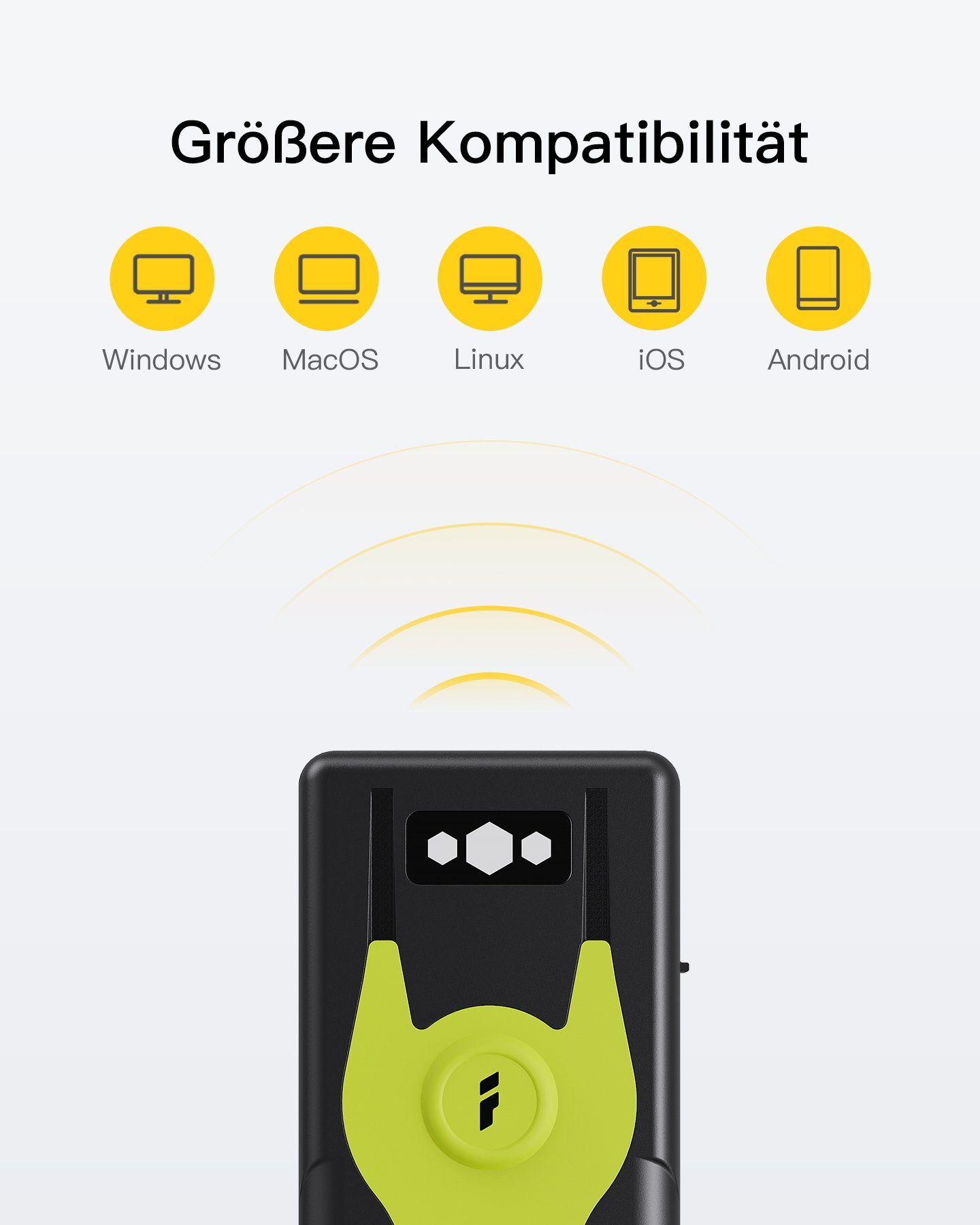 Inateck 1D/2D Bluetooth Scanner mit 2,4Ghz USB Adapter, BCST-42 Handscanner