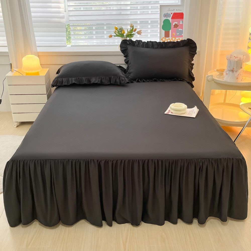 Diwzbyn Bettwäsche Bettrock mit Rüschen, Elastische Bettumrandung 43 cm Höhe, 1 teilig, für Boxspringbett, Elastikband Bettrock, Pflegeleichter Bettsockel – Bild 3 von 5