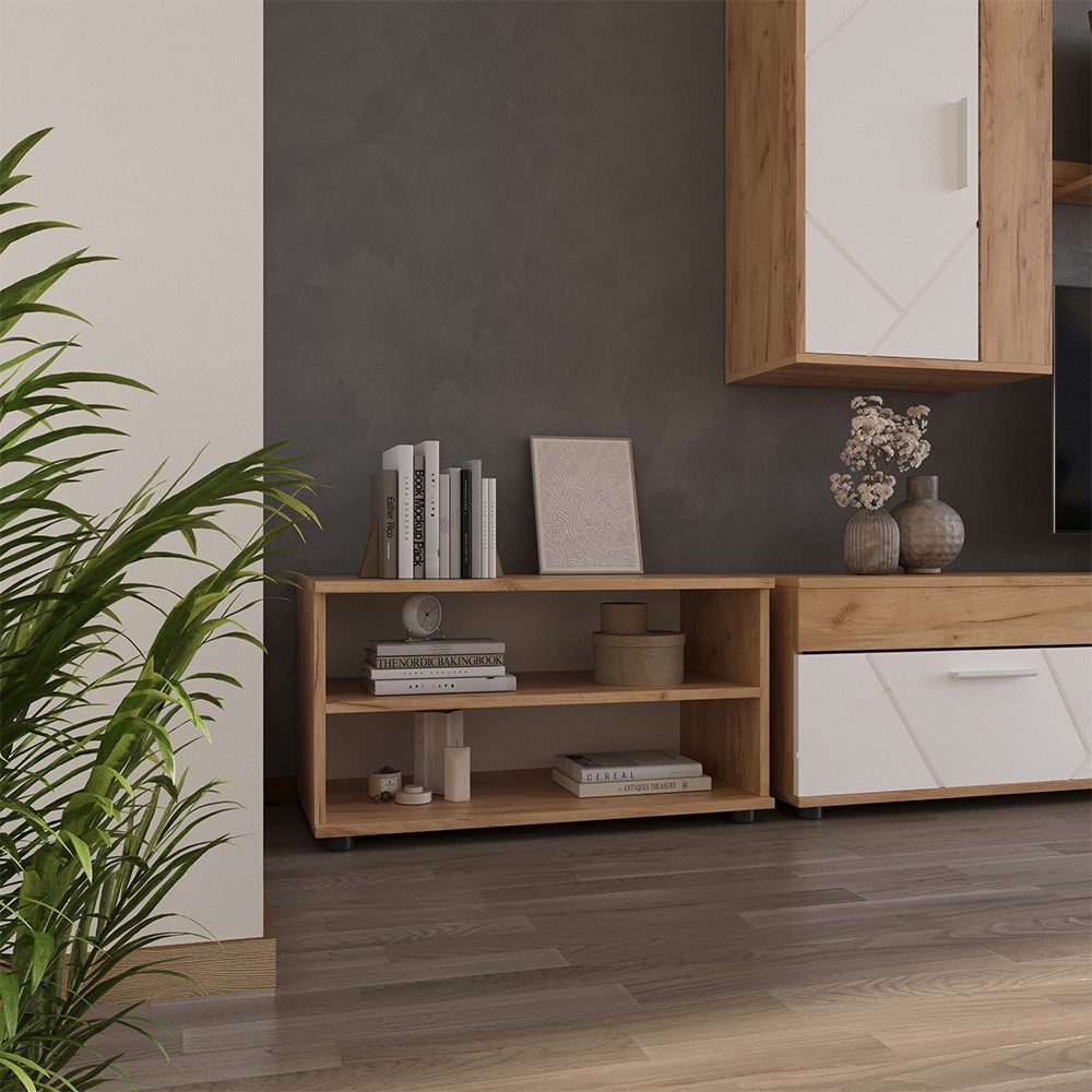 Vicco Bücherregal Berno, Goldkraft Eiche/Weiß, 70.8 x 38.9 cm mit 2 Fächern, 1-tlg.