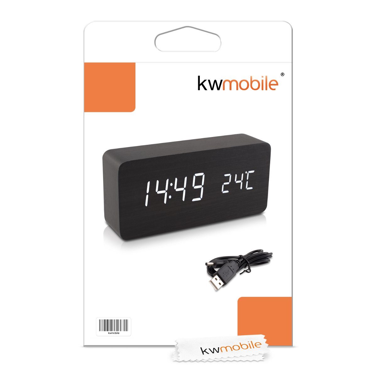 Uhrzeit, Holzoptik Temperatur - & Anzeige Datum Digitalwecker in Wecker kwmobile v.