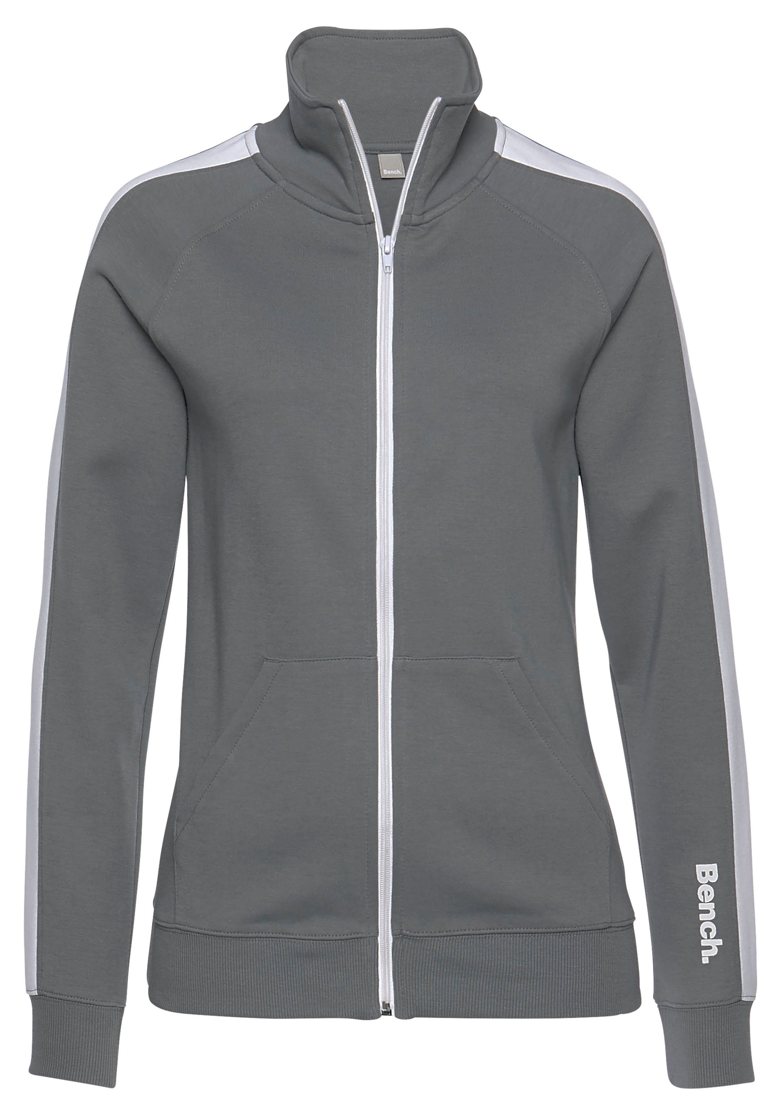 Bench. Loungewear Sweatjacke mit Seitenstreifen und Stehkragen, Loungewear