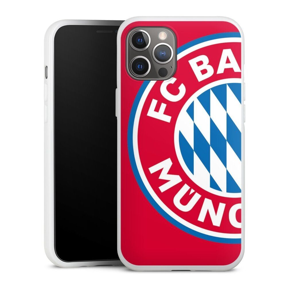 DeinDesign Handyhülle FC Bayern München Offizielles Lizenzprodukt FCB  Großes FCB Logo Rot, Apple iPhone 12 Pro Max Silikon Hülle Bumper Case  Handy Schutzhülle
