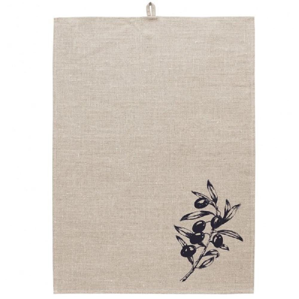 Frohstoff Geschirrtuch Geschirrtuch Olive Leinen Natur Oliveschwarz