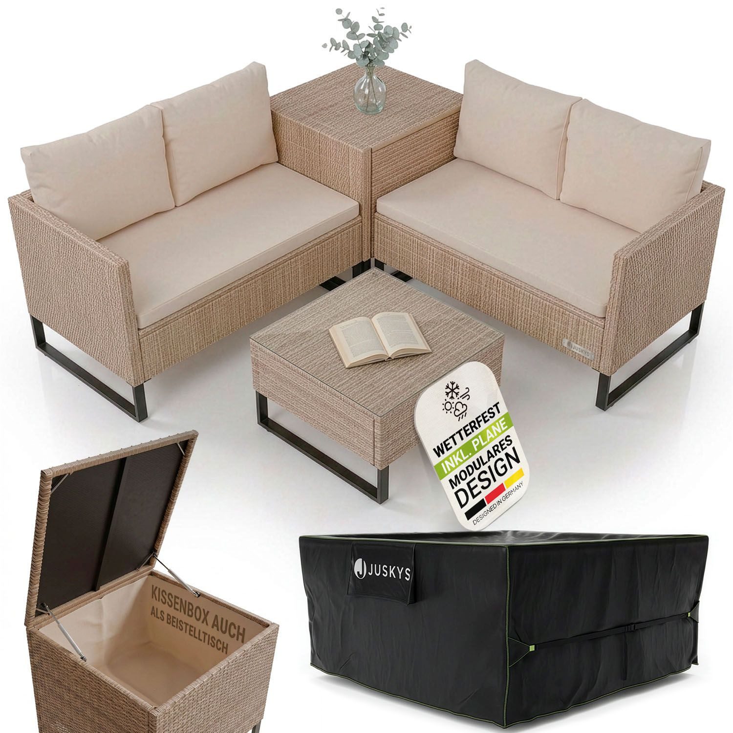 Juskys Gartenlounge-Set Santorini, (4-tlg). Reduzierter Preis € 389,99. Unverbindliche Preisempfehlung € 499,99