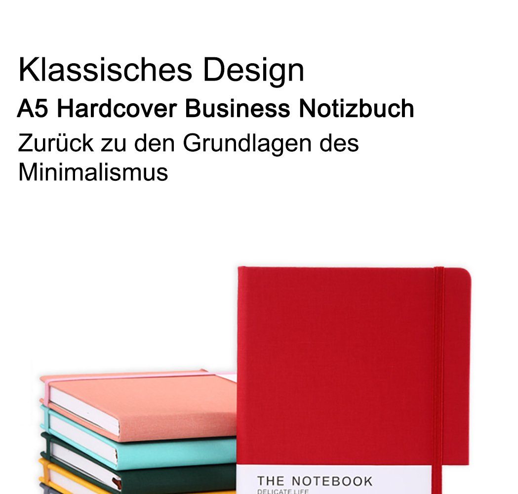 Journal, Rosa/Grau Notizbuch Innentasche Notizbuch A5 Hardcover, GelldG dickes Stiftschlaufe,