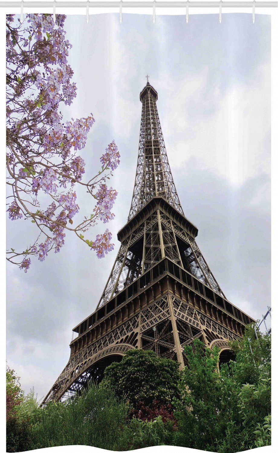Eiffelturm Duschvorhang Bunte Blüten 