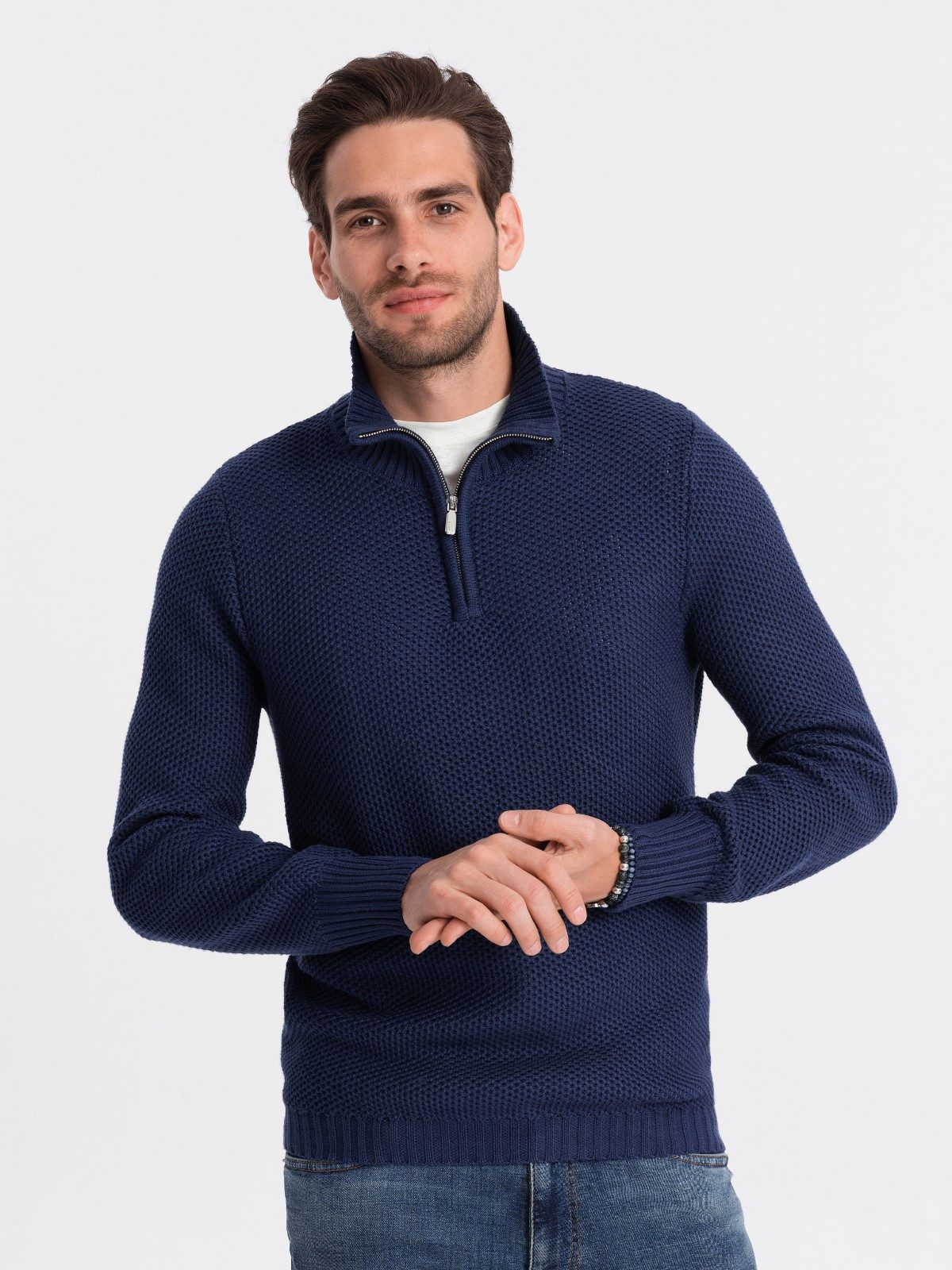 OMBRE Stehkragenpullover Männer- Pullover mit Stehkragen