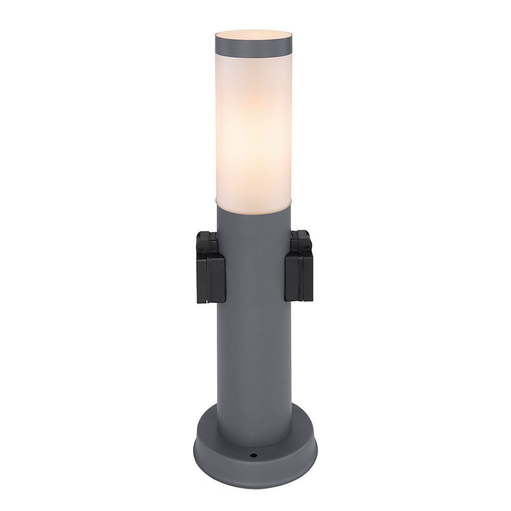 Außen-Stehlampe, LED inklusive, Leuchtmittel etc-shop Steckdosen LED Warmweiß, 2 Außen Edelstahl mit Sockelleuchte