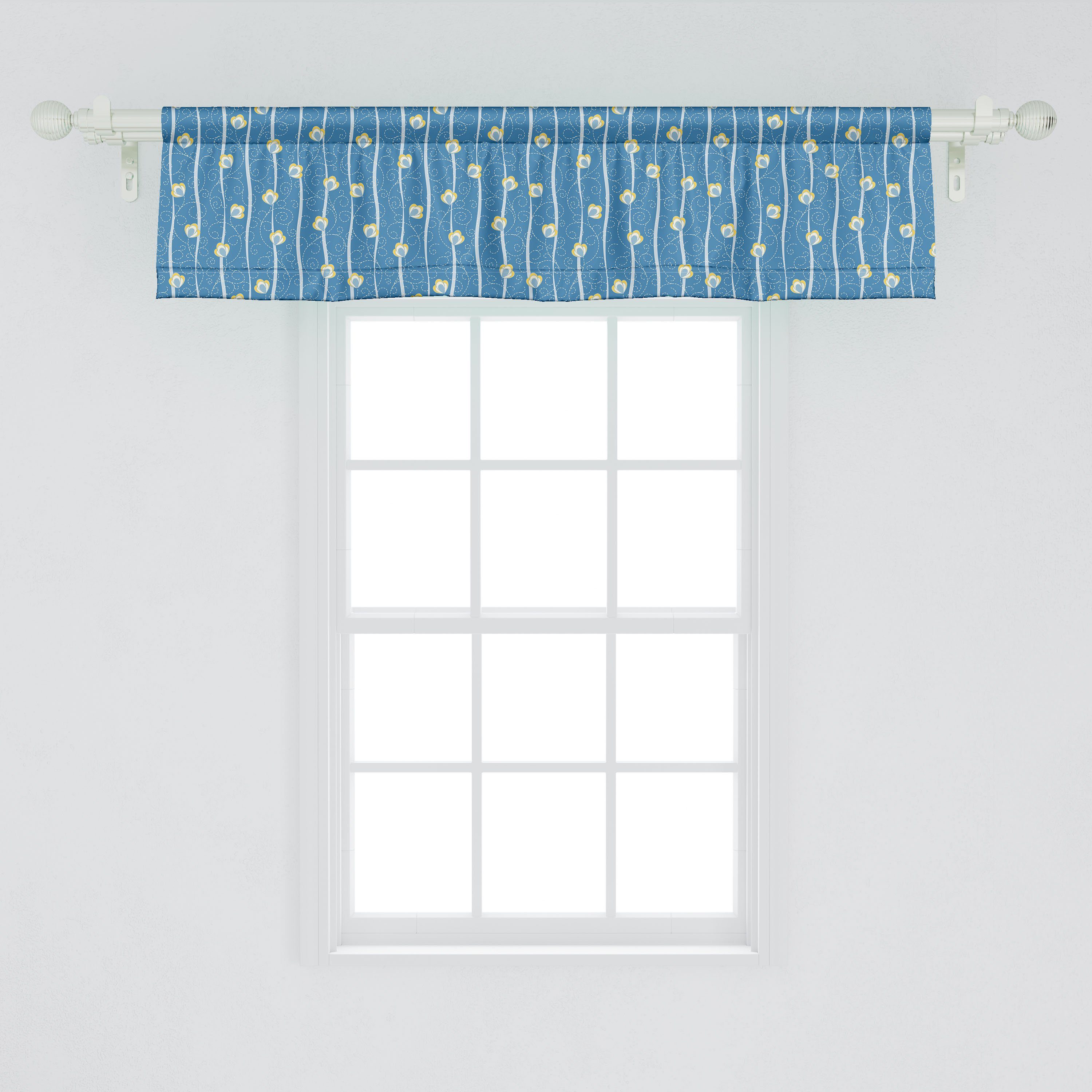 Abakuhaus, Volant Microfaser, Dekor und Vorhang Stangentasche, mit Küche Strudel Blumen-Streifen Scheibengardine für Schlafzimmer Blumen