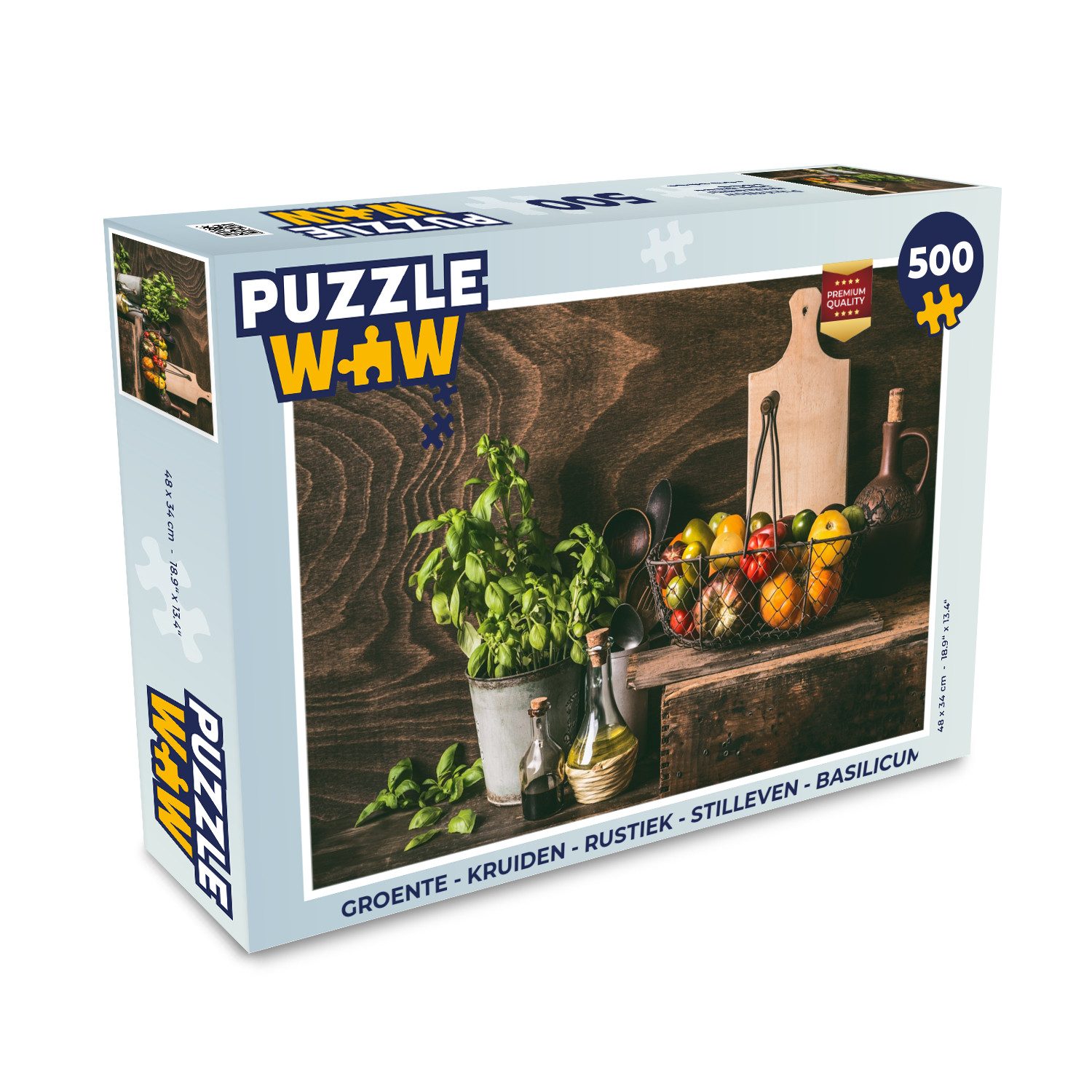 MuchoWow Puzzle Gemüse - Kräuter - Rustikal - Stilleben - Basilikum, 500 Puzzleteile, Foto-Puzzle, Bilderrätsel, Puzzlespiele, Spielzeug