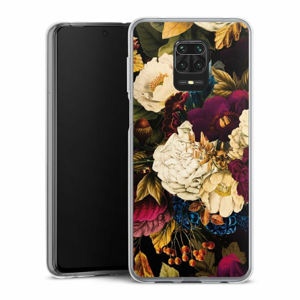 DeinDesign Handyhülle Vintage Blumen Muster Dark Vintage Flowers, Xiaomi Redmi Note 9 Pro Silikon Hülle Bumper Case Handy Schutzhülle