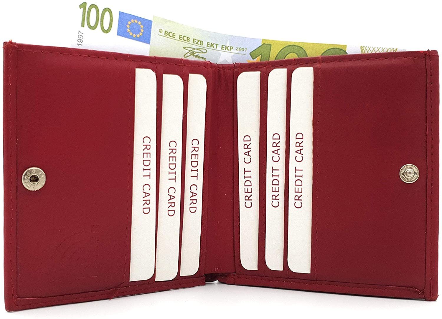 mit Schutz, Schachtel Geldbörse RFID Wiener JOCKEY Portemonnaie Leder echt rot CLUB