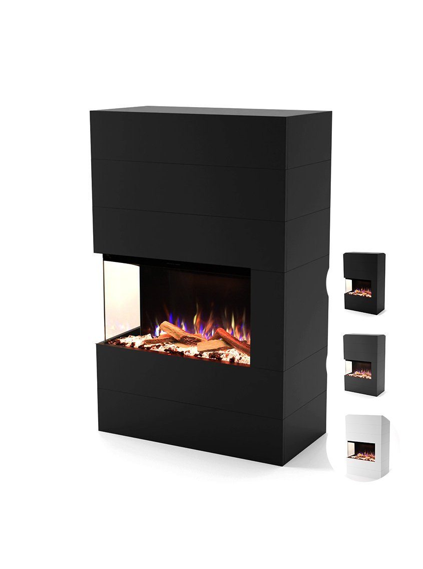 GLOW FIRE Elektrokamin LED E-Motion 3D - Portia, täuschend echte Flamme mit Heizung, 3 Dekorationen