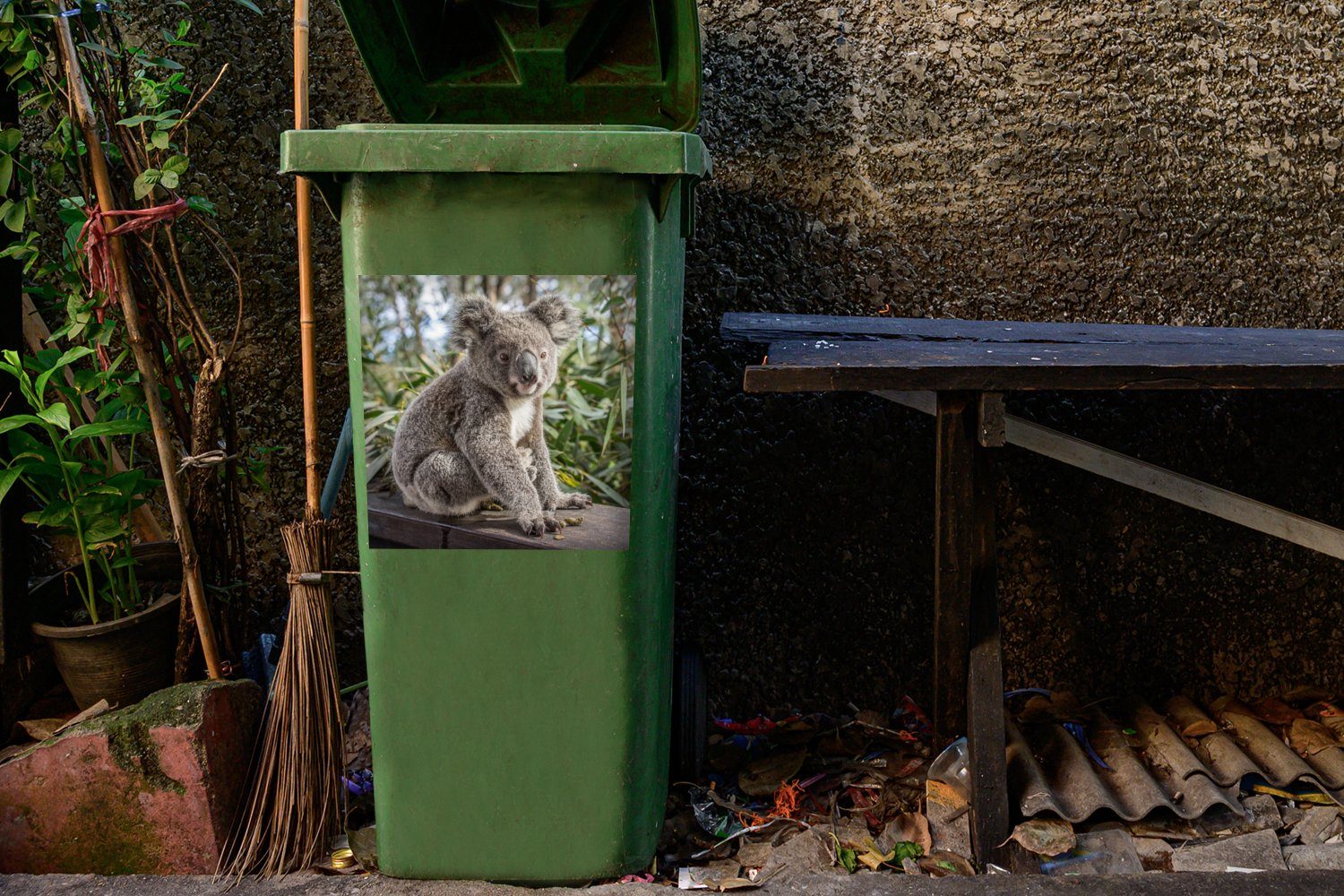 Kinder MuchoWow Pflanzen Mülltonne, - Abfalbehälter Mädchen Koala - St), Mülleimer-aufkleber, Container, - (1 Regal - Jungen Sticker, - Wandsticker