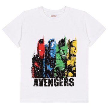 Sarcia.eu Pyjama The Avengers Marvel Sommer Pyjama für Jungen, weiß-marineblau, kurzarm