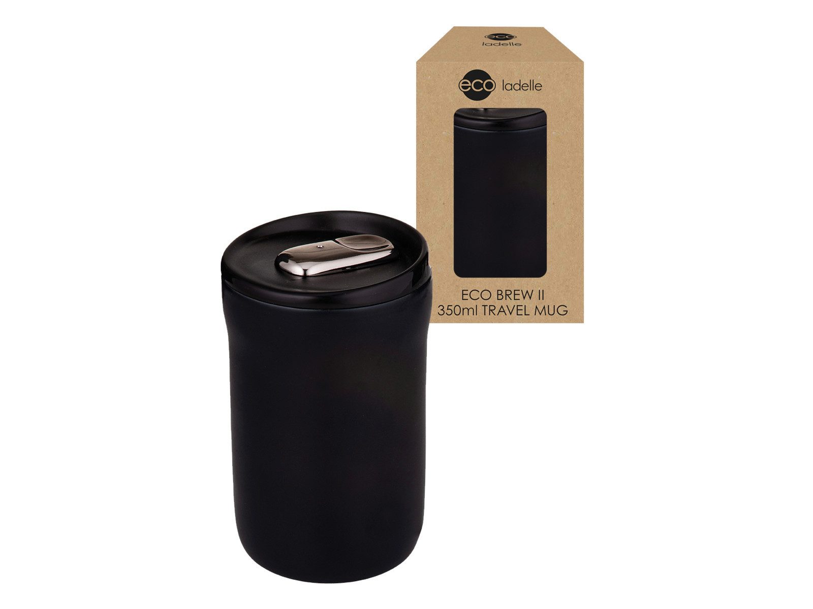 Ladelle Becher ECO BREW II To-Go-Becher doppelwandig keramik schwarz 0,35l, Keramik, Eco Brew II Noir Double Wall Ceramic Travel Mug 8.6x8.6x13.8cm