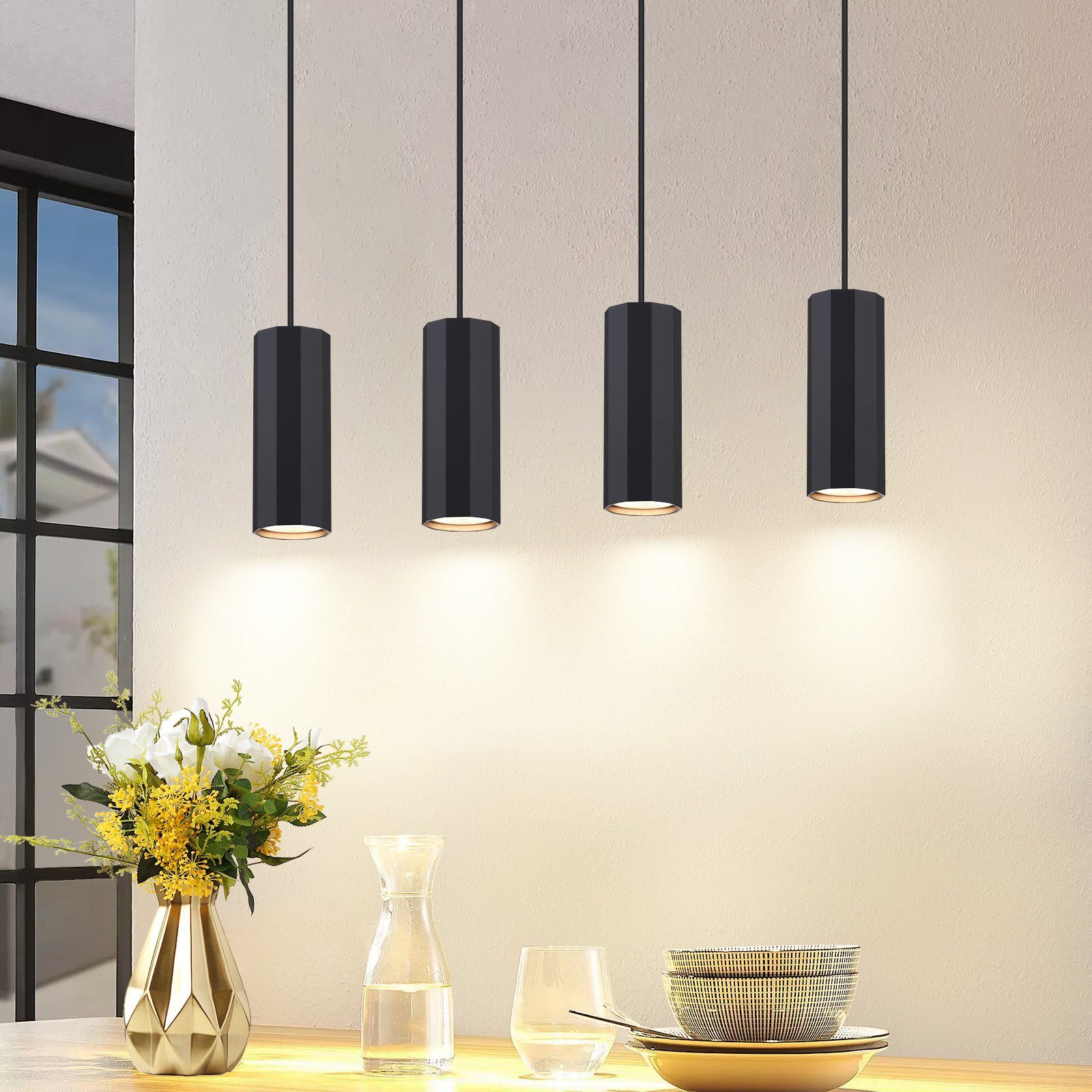 Nettlife Pendelleuchte Hängelampe GU10 Wohnzimmer Pendelleuchte Modern, höhenverstellbar, LED wechselbar, Wohnzimmer Küche Schlafzimmer