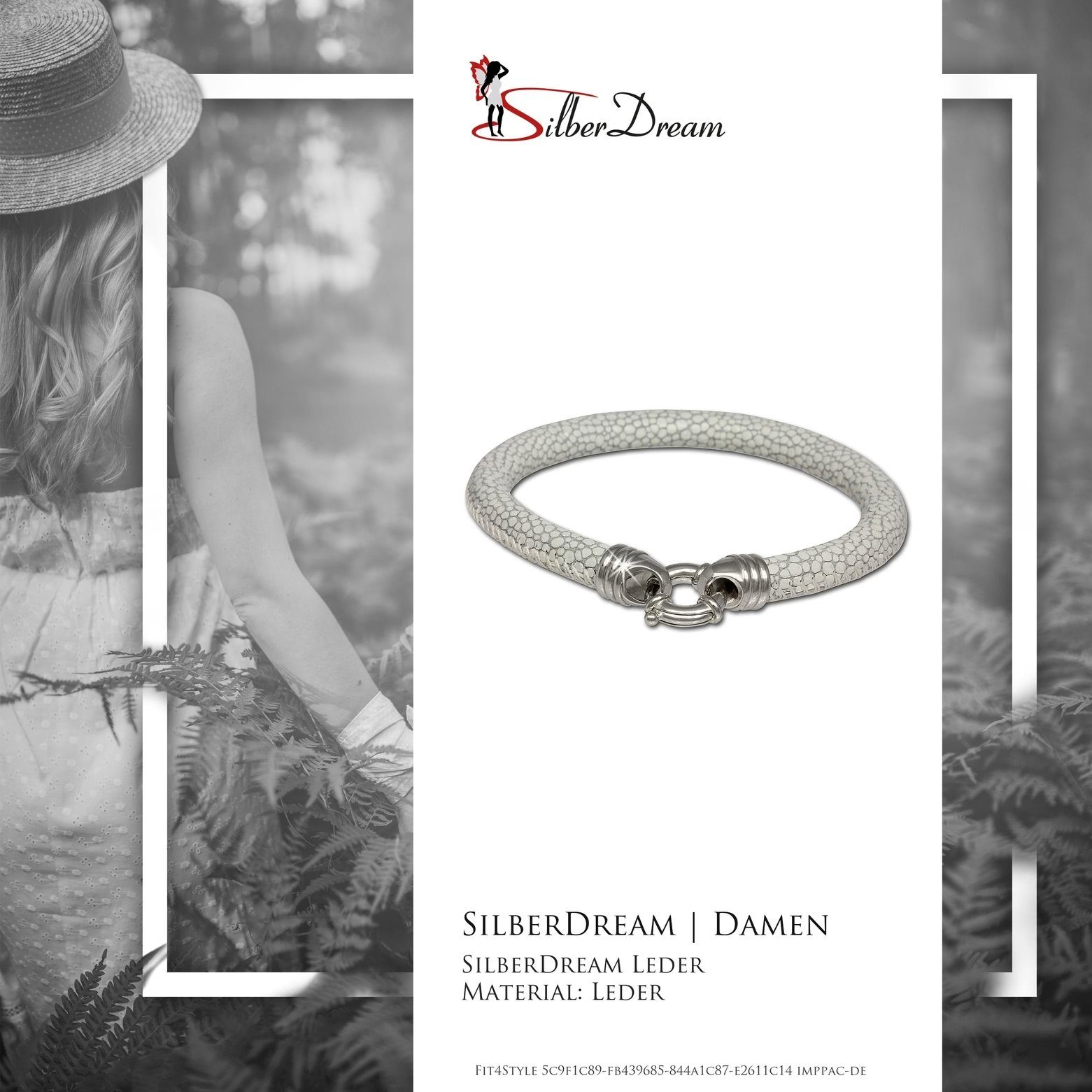 SilberDream Silberarmband SilberDream Leder 6mm Farbe: aus weiß Silber, Armband für Damen weiß Sterling Armbänder 925 (Armband)