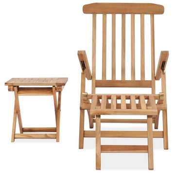 vidaXL Gartenlounge-Sessel Deckchair Liegestuhl mit Fußauflage mit Beistelltisch Holzstuhl Massiv