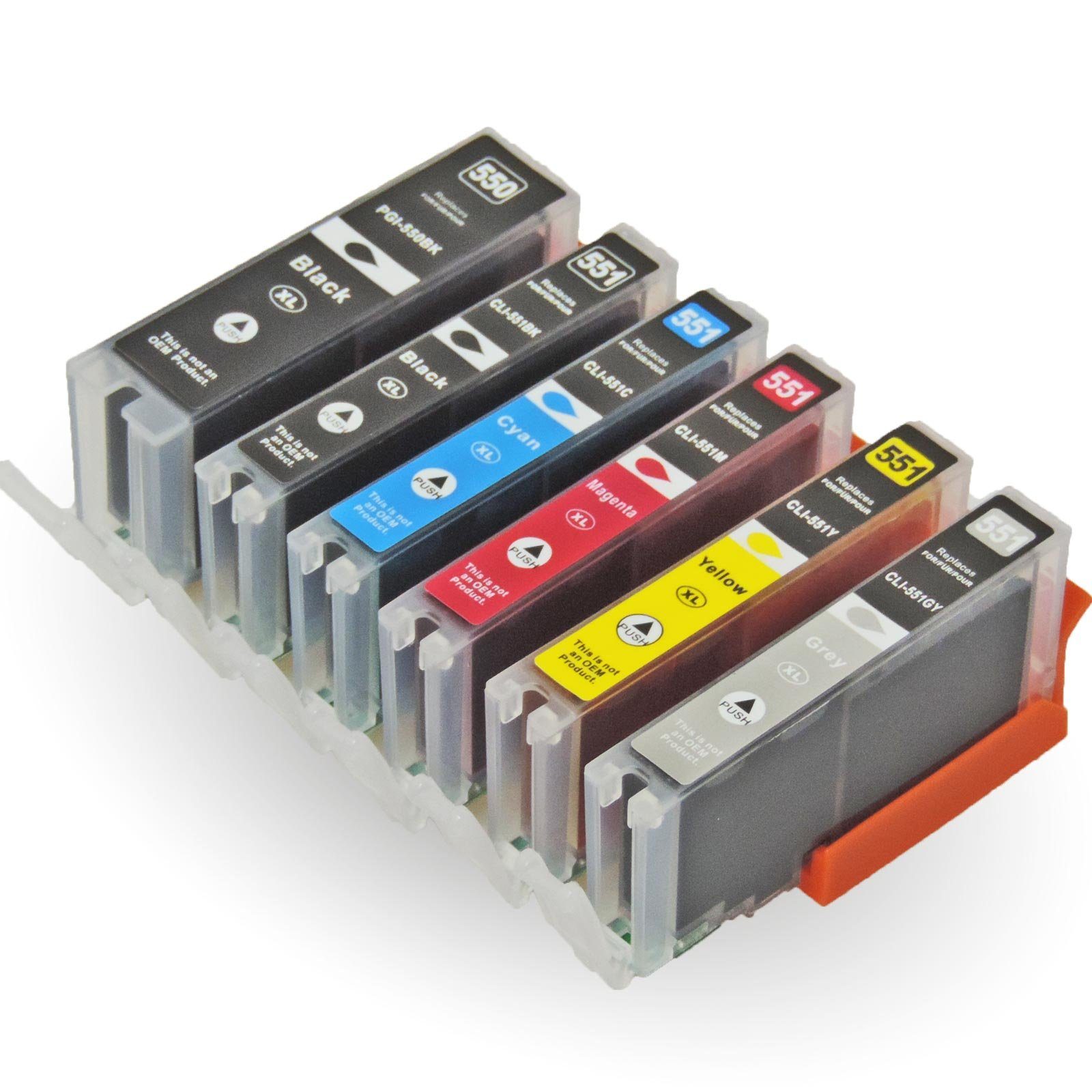 Kompatibel Canon PGI-550 XL, CLI-551 XL Multipack 6-Farben (Schwarz Tintenpatrone (Set, 7550)
