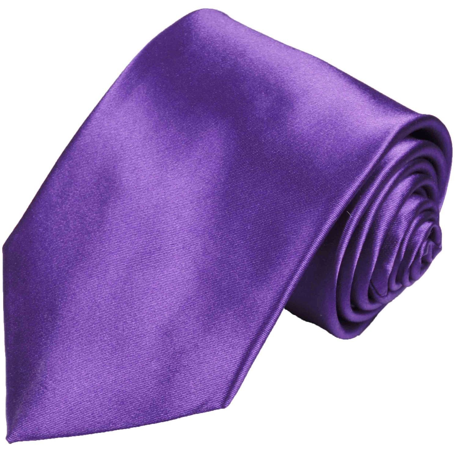Paul Malone Krawatte Herren Seidenkrawatte Schlips mit Tuch modern uni satin 100% Seide (Set, 2-St., Krawatte mit Einstecktuch) Breit (8cm), lila violett 941 – Bild 3 von 3
