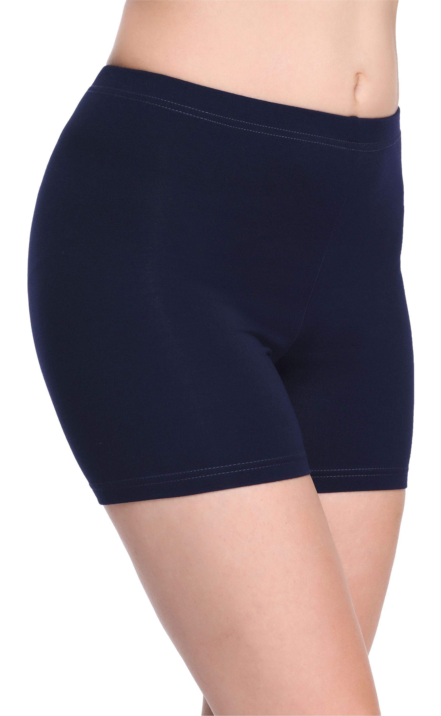 MS10-283 (1-tlg) Style Boxershorts Bund Radlerhose Shorts Merry elastischer Unterhose Marineblau Leggings Damen Hotpants