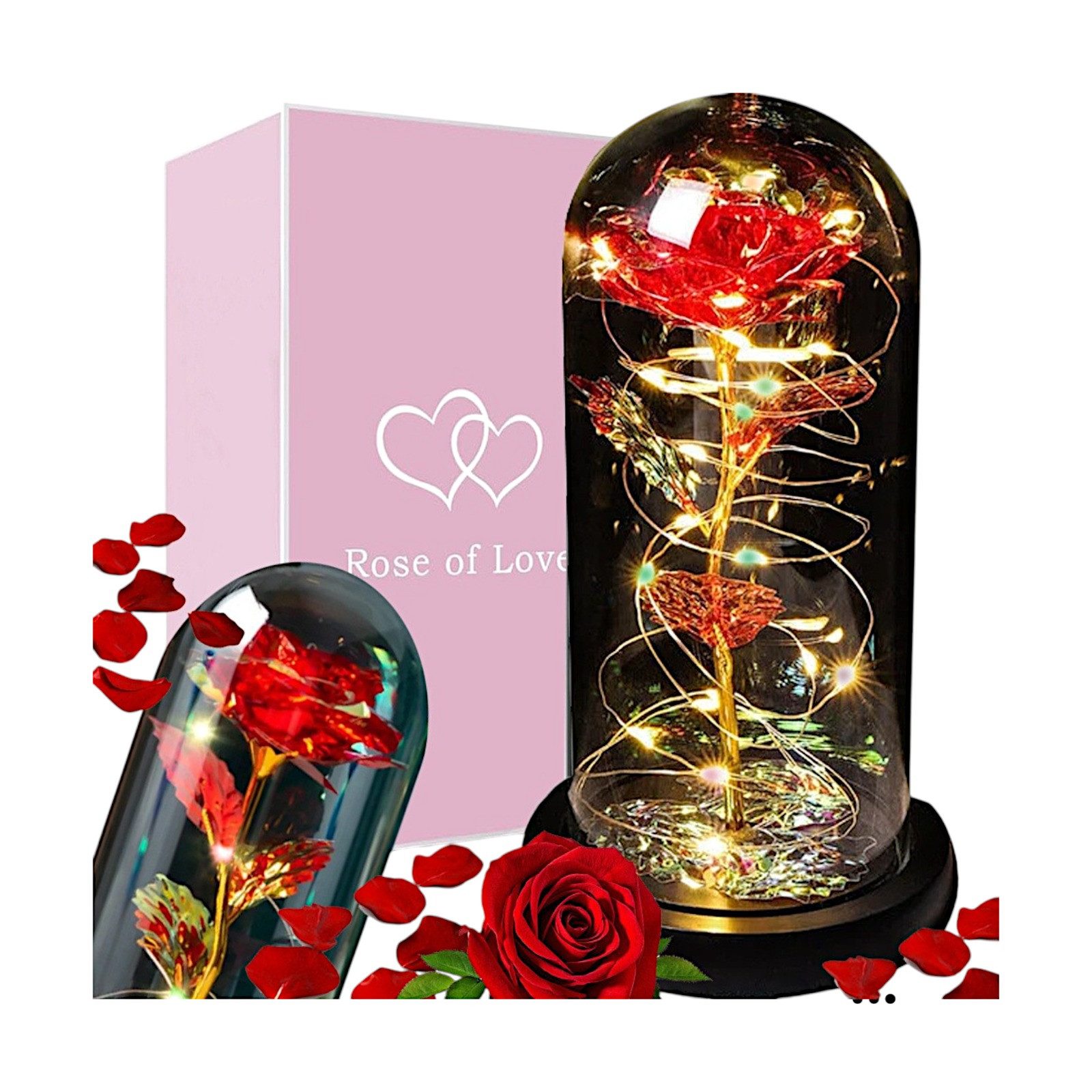 VERK GROUP Geschenkbox Ewige Rose, Blumen im Glas Rose Geschenke für jeden Anlass