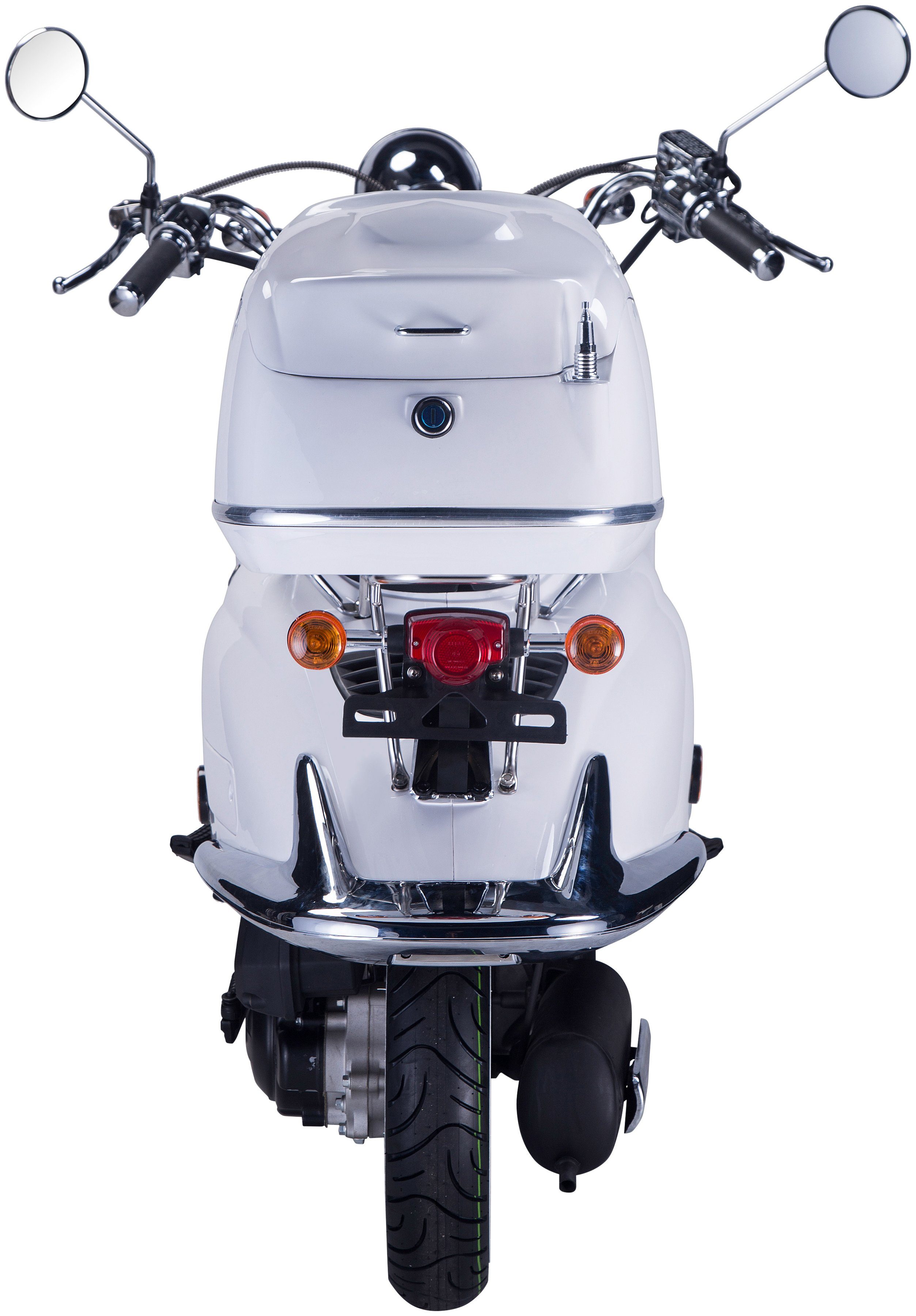 GT UNION Motorroller Strada, 50 weiß 45 Topcase km/h, 5, (Set), Euro ccm, mit