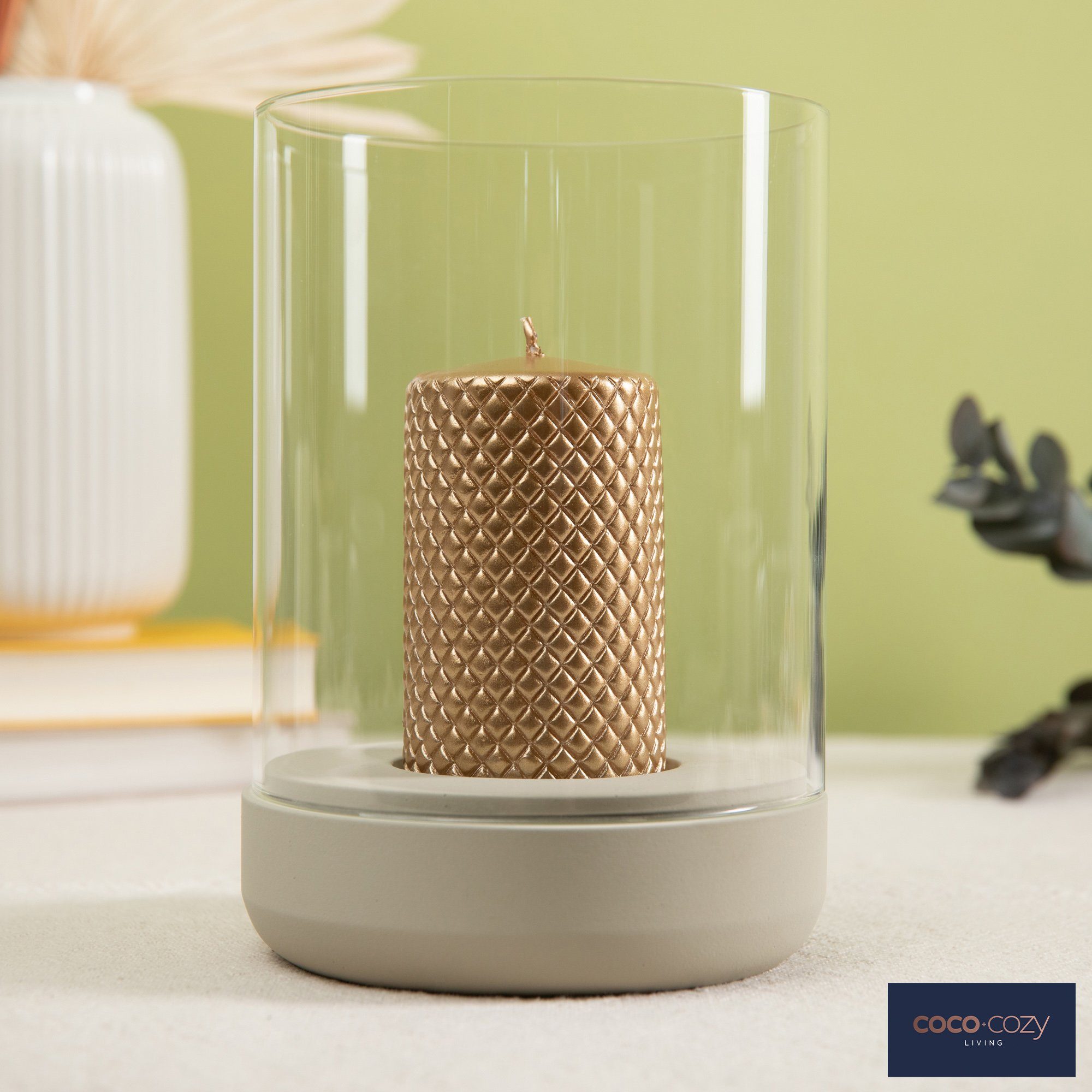 coco+cozy Stumpenkerze Barcelona - ⌀ 7cm x 11 cm Gold, 65 h Brenndauer, gold
