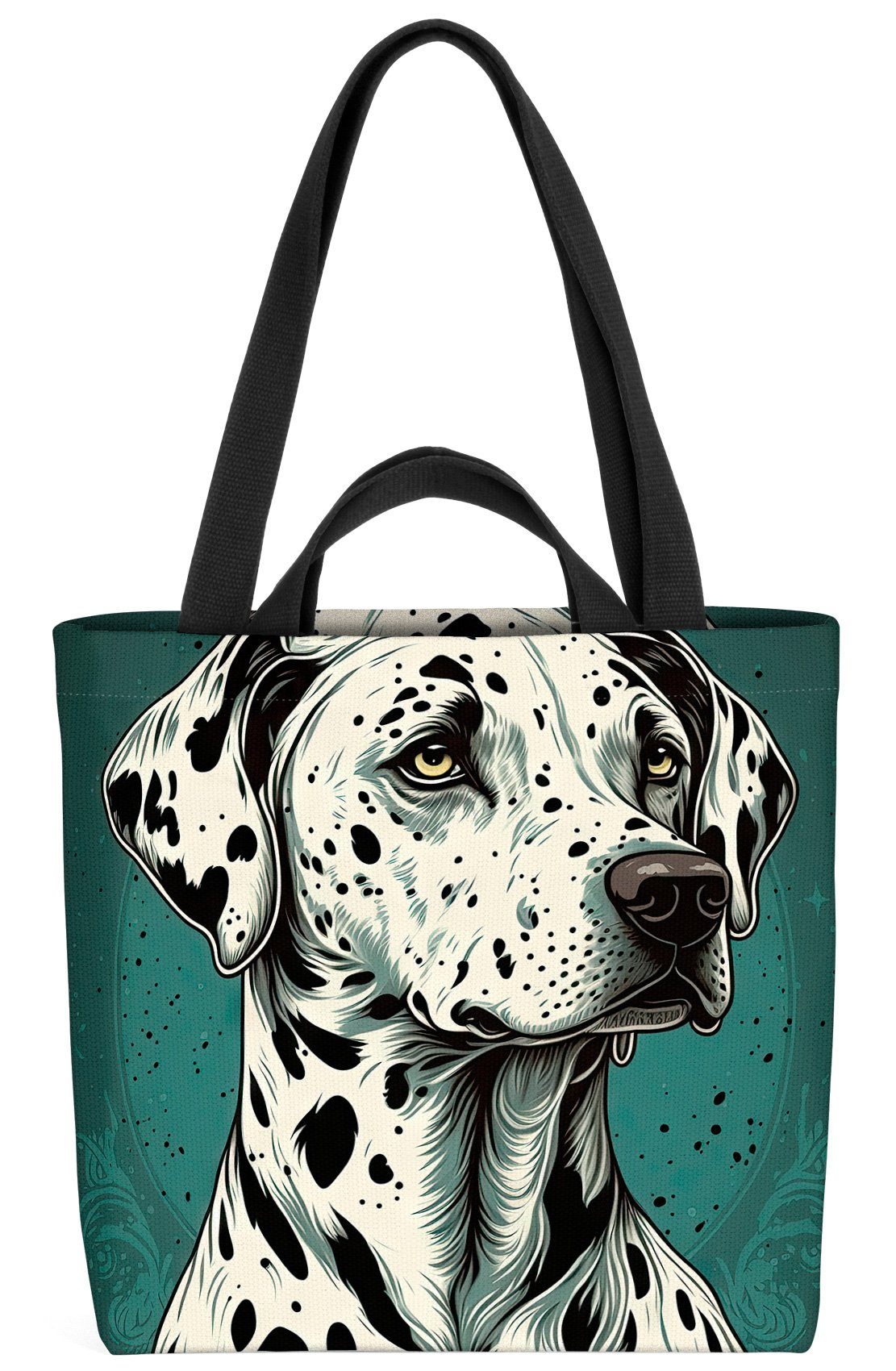 Hunderasse (1-tlg), Illustration Zucht Hund Dalmatiner Welpe Porträt VOID Henkeltasche Haustier
