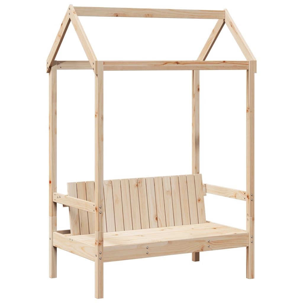 Sitzbank Bank mit Dach 117,5x70x176,5 cm Massivholz Kiefer
