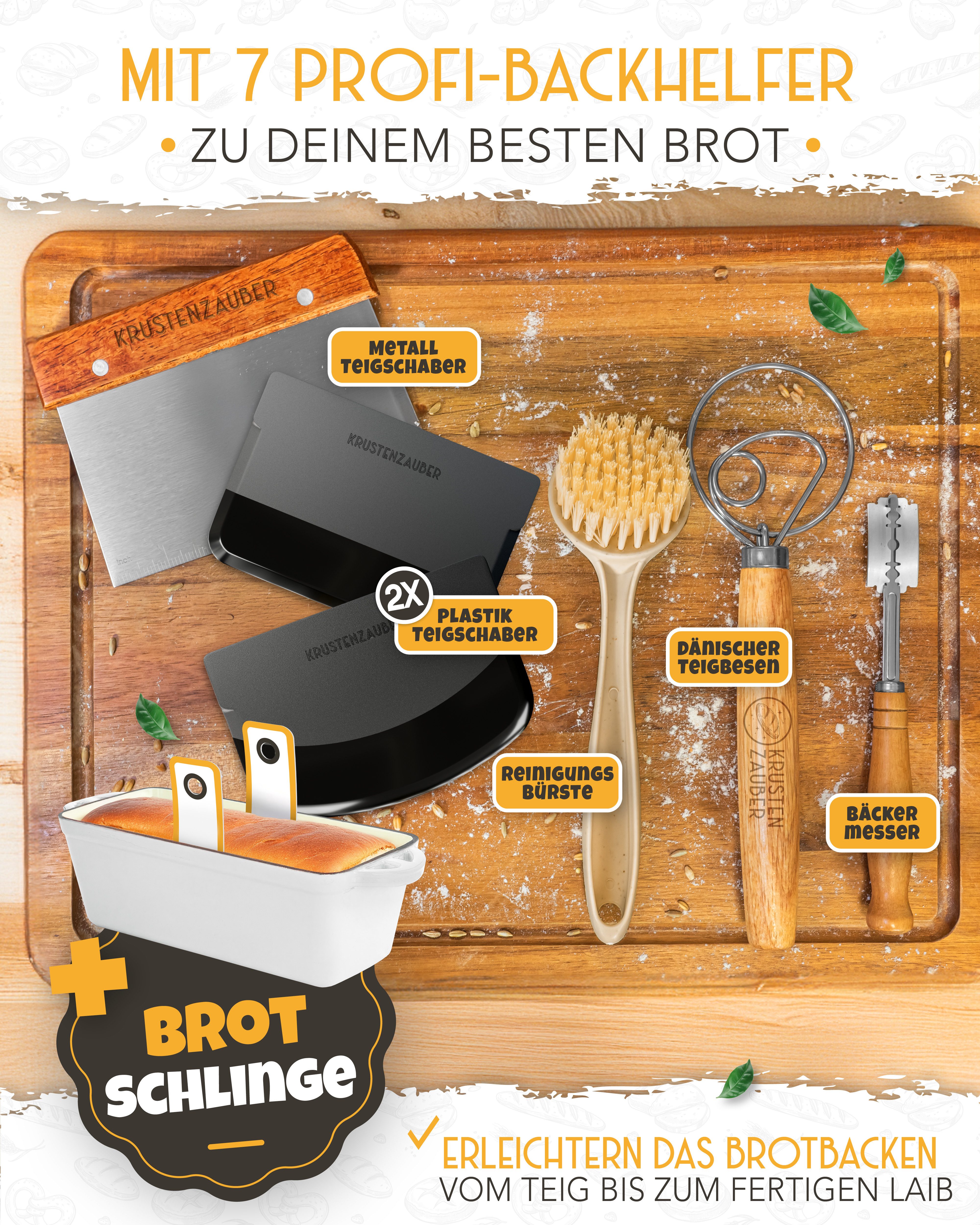 Krustenzauber Brotbackform Emaille Brotbackform 28cm mit Deckel im Komplettset, Kastenform Brot
