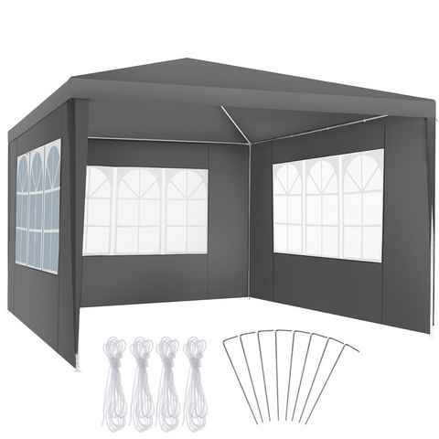 tectake Pavillon Baraban, mit 3 Seitenteilen, (Set inkl. Seitenteile), mit Fenster