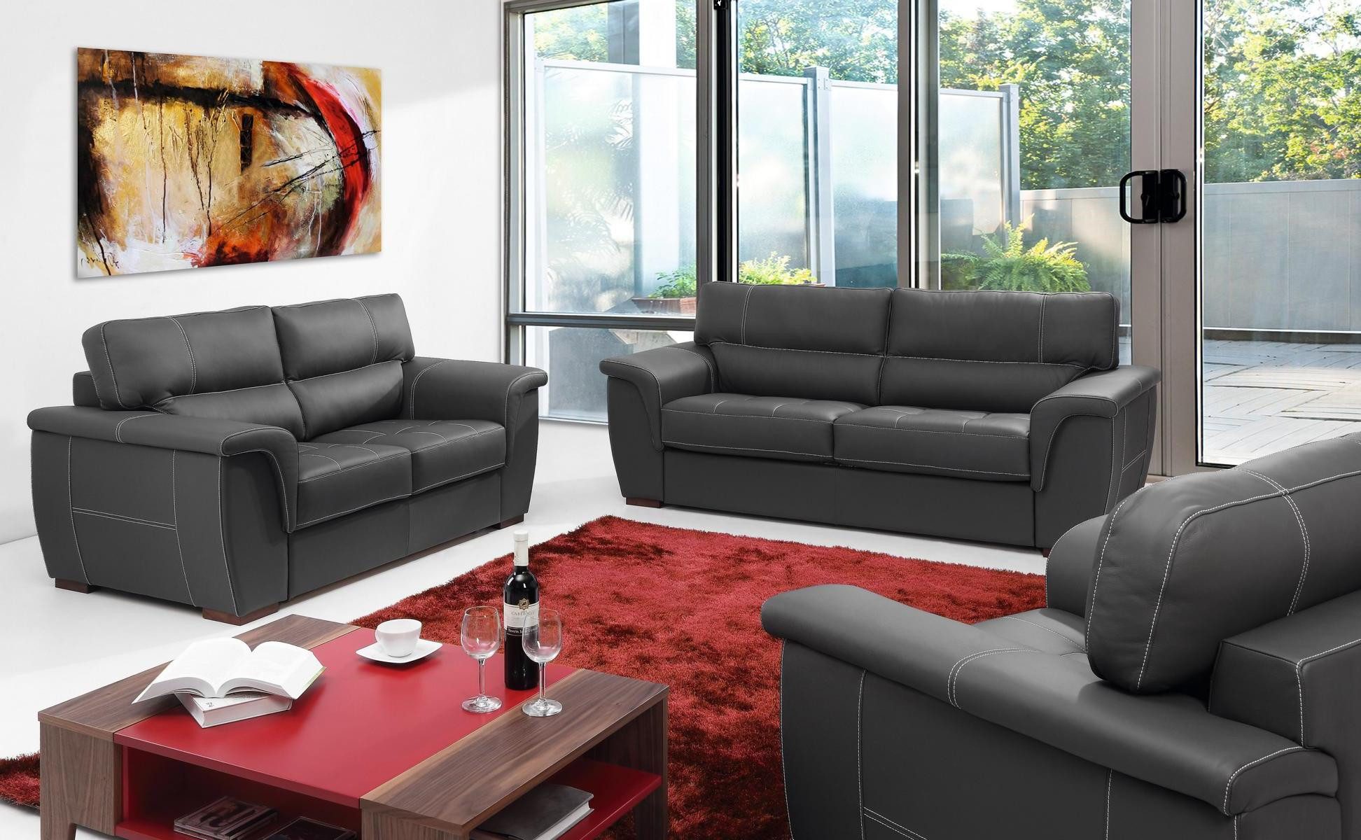 Xlmoebel Polstergarnitur Leder Sofa Garnitur in modernem Design für gemütliche Stunden, (3-tlg., Sofagarnitur Set 3+2+2 4069424958195), Hergestellt in Europa