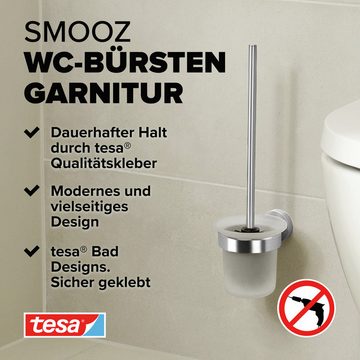 tesa WC-Reinigungsbürste 1 x SMOOZ Toilettenbürste, (Komplett-Set, 3-tlg), chrom - silber - 13,7 cm : 9,7 cm : 41 cm