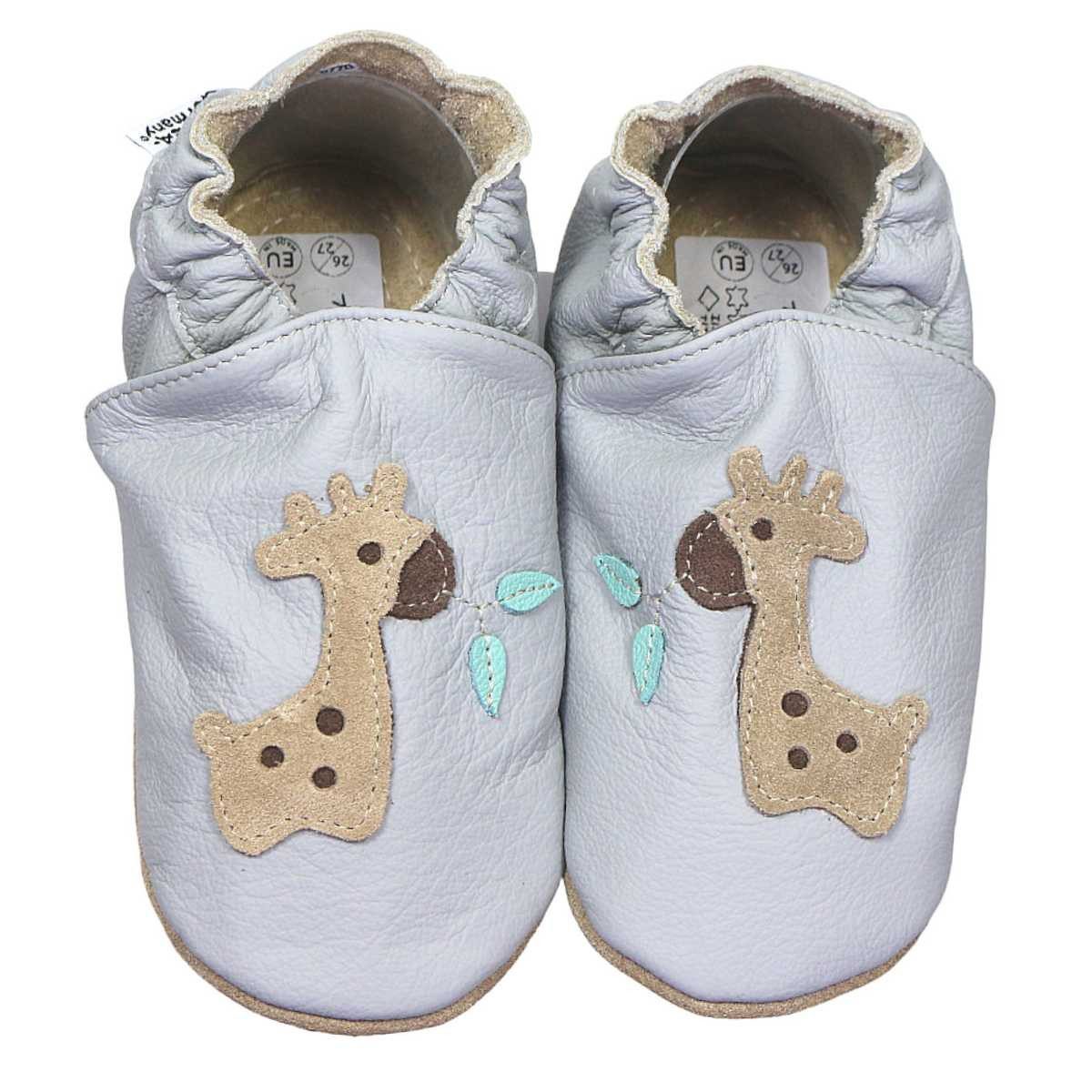 HOBEA-Germany Kitaschuhe Giraffe grau 20/21 (12 - 18 Monate) Kautschuksohle Lauflernschuh