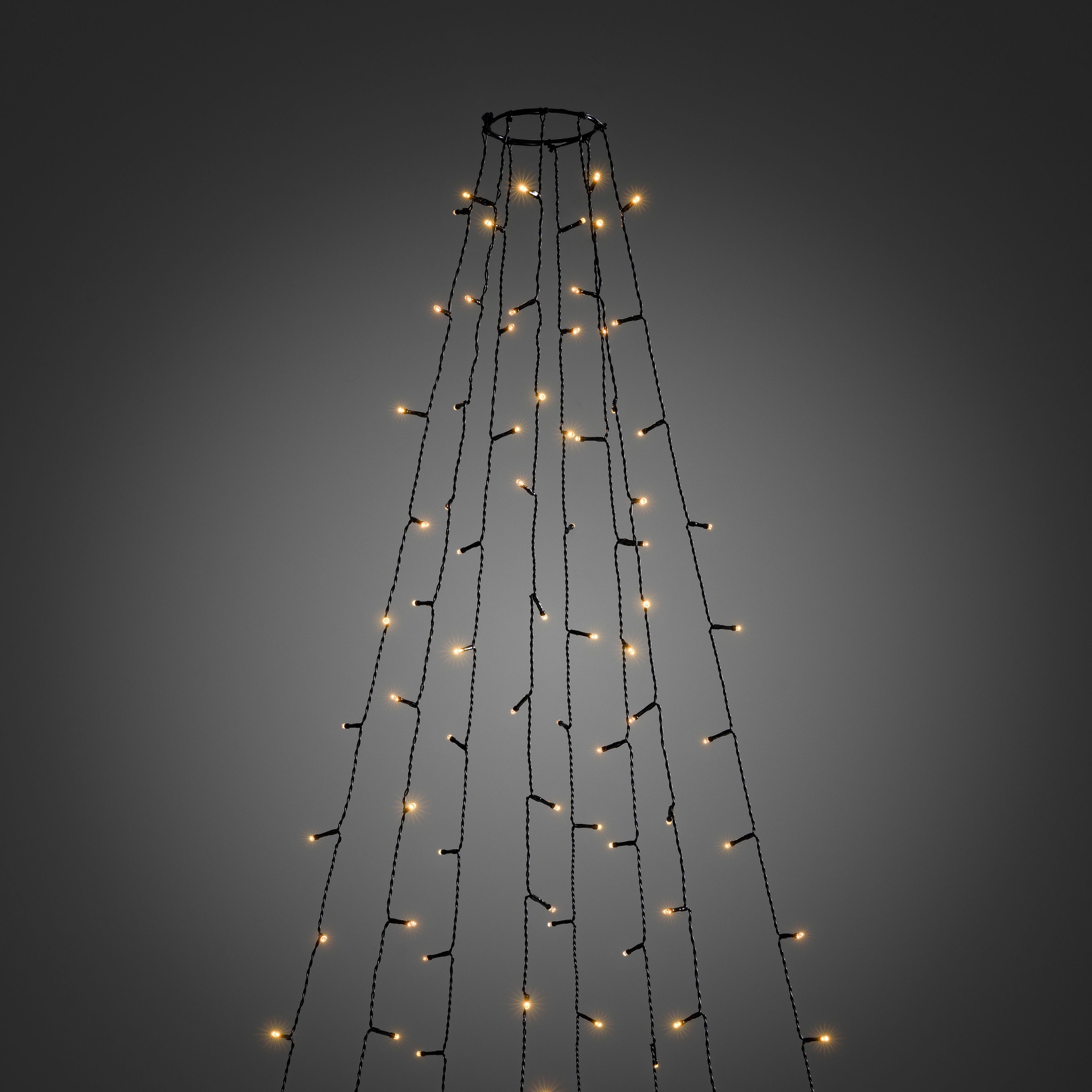 KONSTSMIDE LED-Baummantel Weihnachtsdeko aussen, Christbaumschmuck, 400-flammig, LED Lichterkette mit Ring Ø 15, 8 Stränge à 50 Dioden | Baummäntel