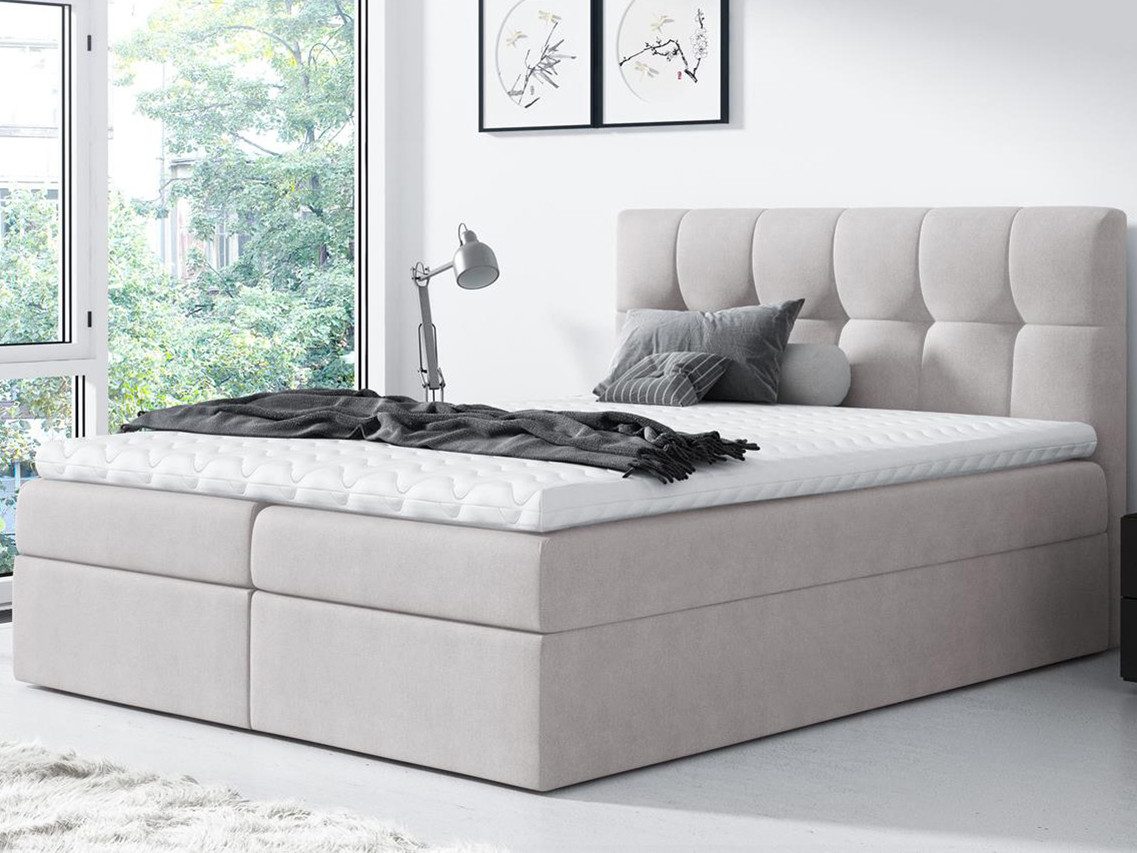 Beautysofa Boxspringbett Kontinentales Bett mit Matratze und Behälter inklu günstig online kaufen