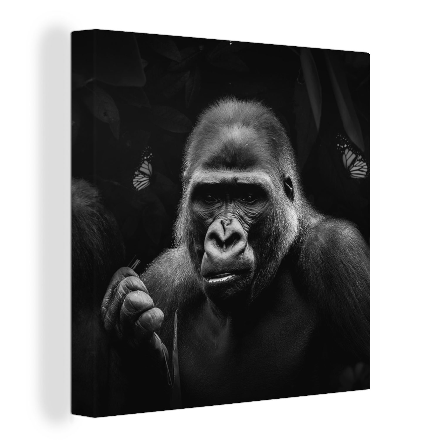 OneMillionCanvasses® Leinwandbild Tiere - Affe - Gorilla - Schwarz - Weiß, (1 St), Leinwand Bilder für Wohnzimmer Schlafzimmer
