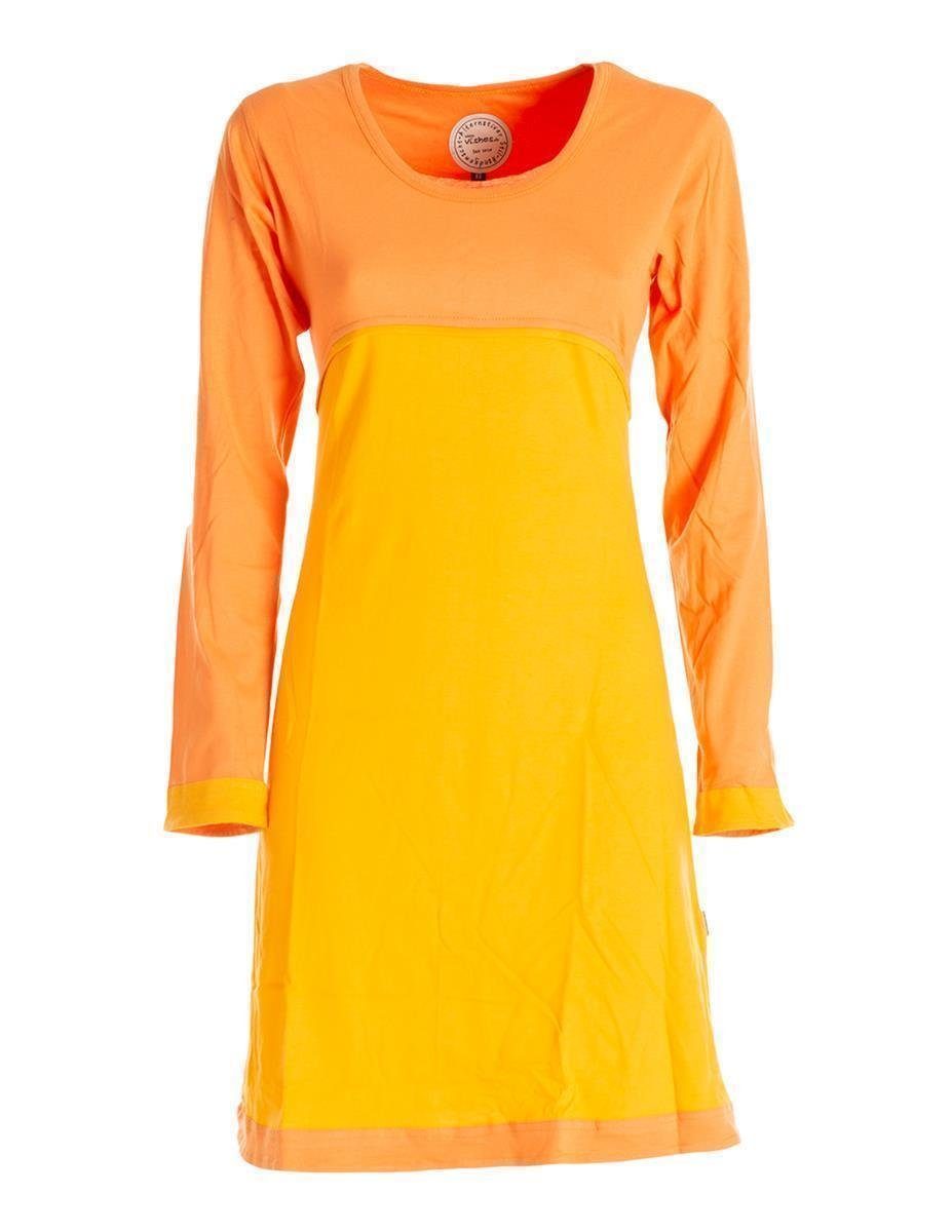 Vishes Jerseykleid Langarm Damen Longshirt orange Jerseykleid Style Bio-Baumwolle GOTS Goa, Boho Hippie, Kleid Elfen