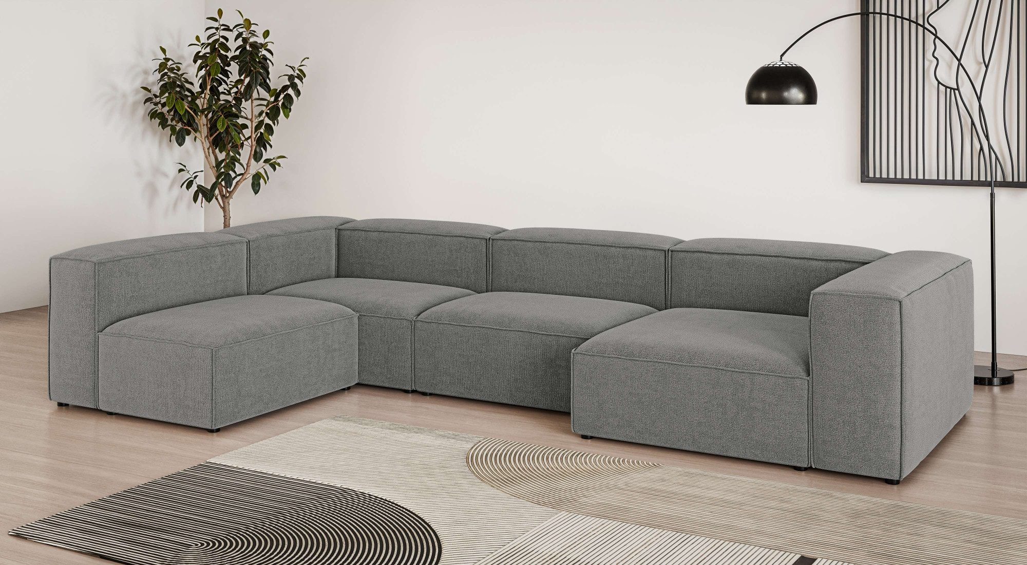 OTTO home Wohnlandschaft HAILY U-Form mit Ottomane links/rechts, Maße B/T/H: 360/200/72 cm, als Modul oder separat verwendbar, für individuelle Zusammenstellung