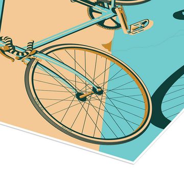 Posterlounge Poster Wyatt9, Isometrisches Fahrrad, Wohnzimmer Modern Illustration
