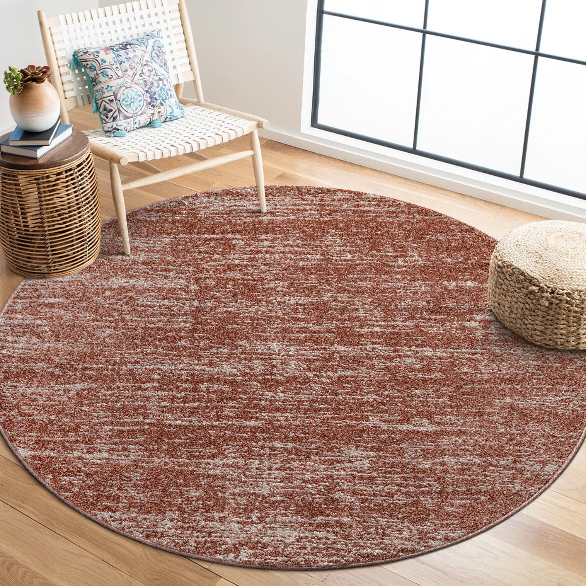 Sanat Teppich Oslo, auch als Läufer und in Rund, rund, Höhe: 10 mm, meliert robuster Kurzflor, Wohnzimmer, Schlafzimmer, auch als Läufer