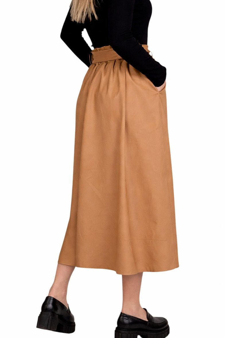 Mississhop Lederimitatrock Damen A-Linien Rock mit Gürtel – Kunstleder M.401